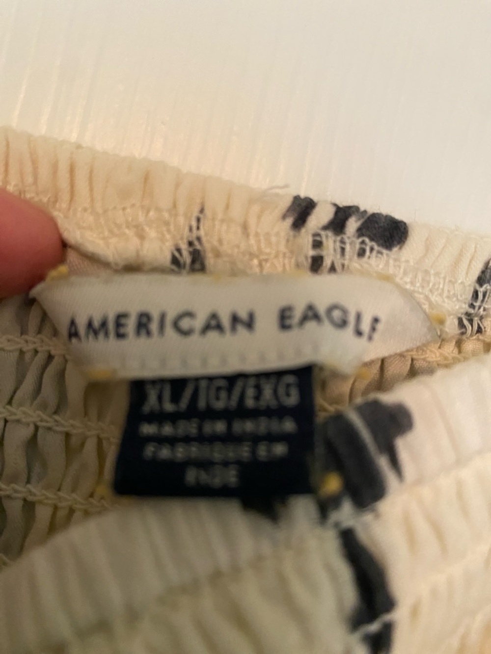 American Eagle Outfitters Cream and Navy Printed Smocked Halter Romper Shorts - Picture 2 of 4